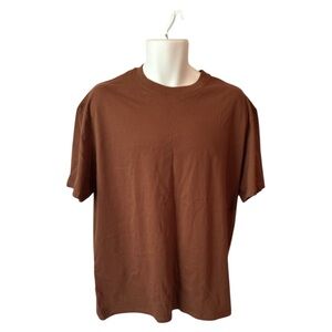 Atofy Mens Brown T-Shirt Cotton Blend Unisex Crew Neck Size XLarge